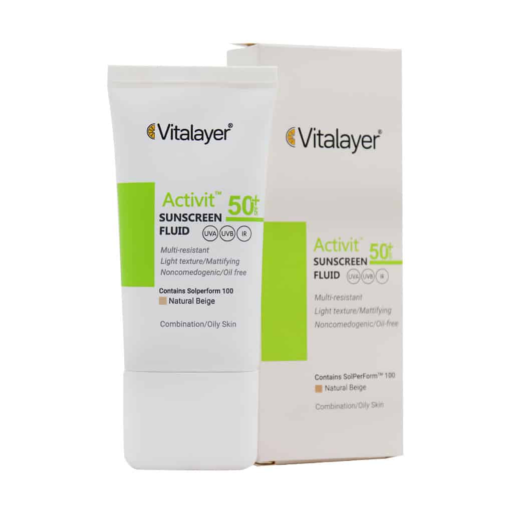 فلوئید ضد آفتاب SPF50 پوست چرب اکتی ویت ویتالیر 50 میلی لیتر